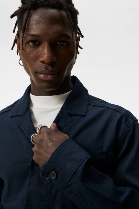 J.Lindeberg menn errol arbeidstøy overskjorte i lin marinen klær F8641193