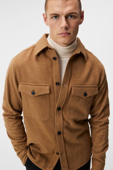 J.Lindeberg menn flat ull overskjorte chipmunk klær F8641160