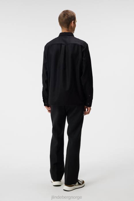 J.Lindeberg menn flat ull overskjorte svart klær F8641161