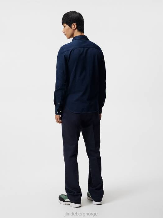 J.Lindeberg menn jersey slim skjorte marinen klær F8641182
