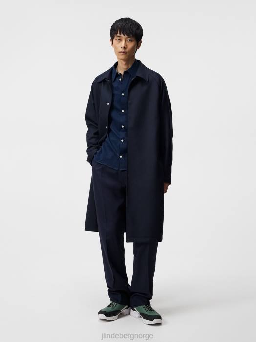 J.Lindeberg menn jersey slim skjorte marinen klær F8641182