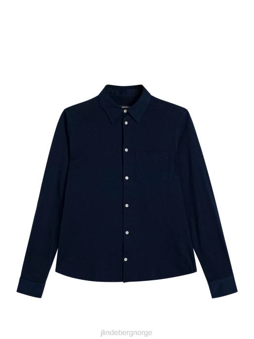 J.Lindeberg menn jersey slim skjorte marinen klær F8641182