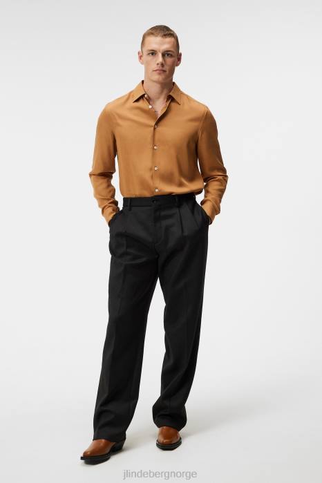 J.Lindeberg menn komfort tencel slim skjorte chipmunk klær F8641151