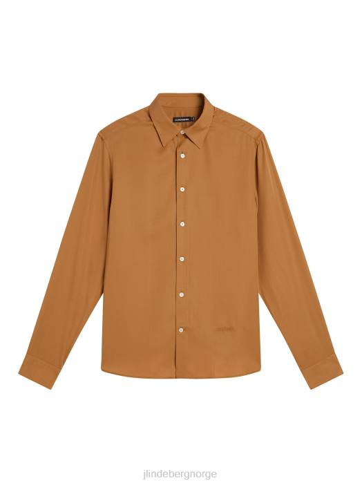 J.Lindeberg menn komfort tencel slim skjorte chipmunk klær F8641151