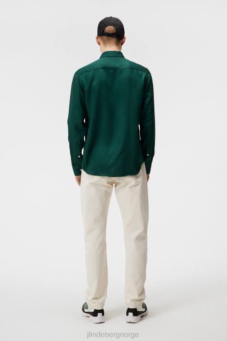 J.Lindeberg menn komfort tencel slim skjorte regnskog klær F8641186