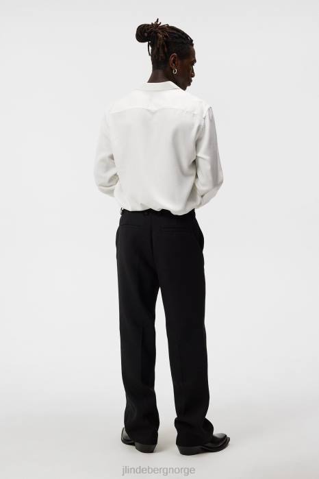 J.Lindeberg menn komfort tencel slim skjorte sky hvit klær F8641152