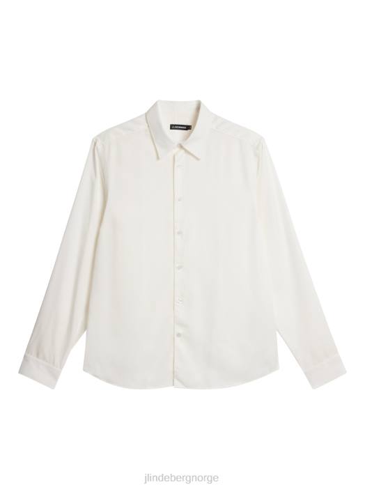J.Lindeberg menn komfort tencel slim skjorte sky hvit klær F8641152