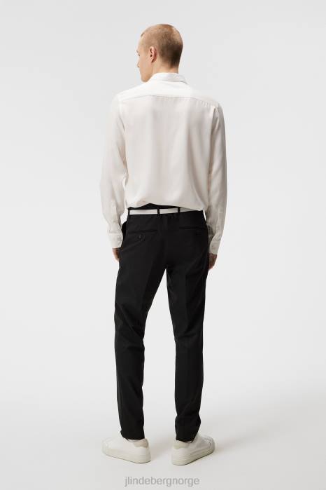 J.Lindeberg menn komfort tencel slim skjorte sky hvit klær F8641185