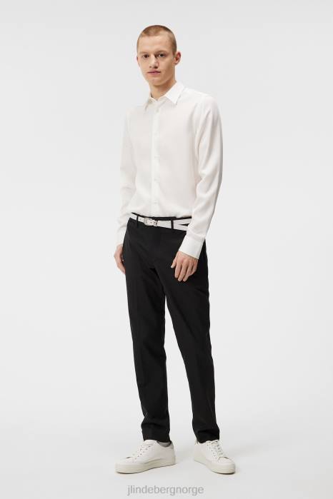 J.Lindeberg menn komfort tencel slim skjorte sky hvit klær F8641185