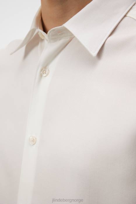 J.Lindeberg menn komfort tencel slim skjorte sky hvit klær F8641185