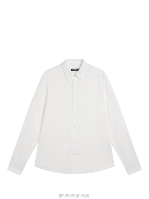 J.Lindeberg menn komfort tencel slim skjorte sky hvit klær F8641185