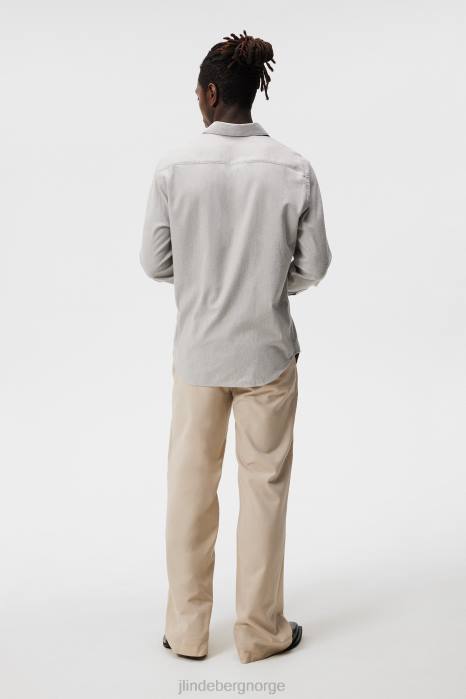 J.Lindeberg menn lett flanell slank skjorte lysegrå klær F8641156