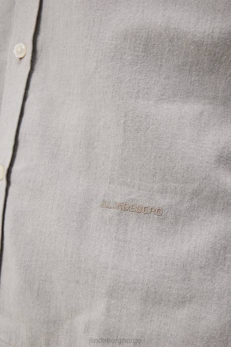 J.Lindeberg menn lett flanell slank skjorte lysegrå klær F8641156