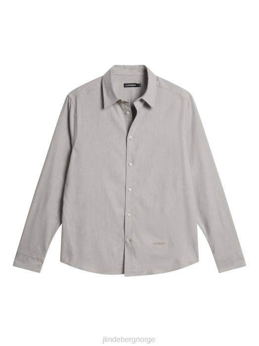 J.Lindeberg menn lett flanell slank skjorte lysegrå klær F8641156