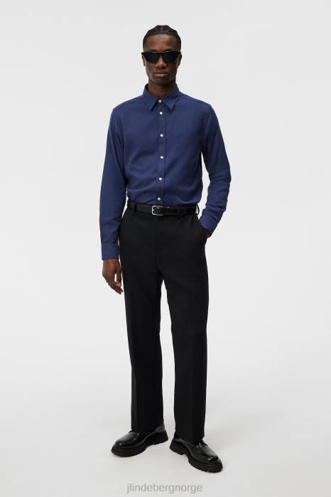 J.Lindeberg menn lett flanell slank skjorte marinen klær F8641157