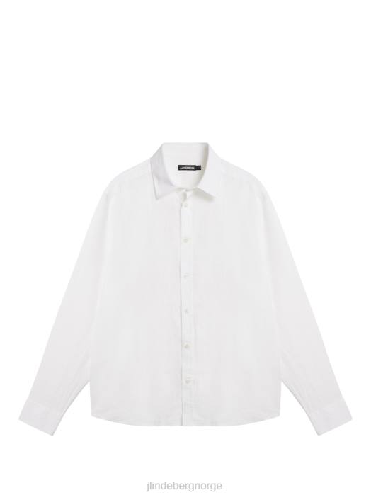 J.Lindeberg menn melange skjorte i lin hvit klær F8641176