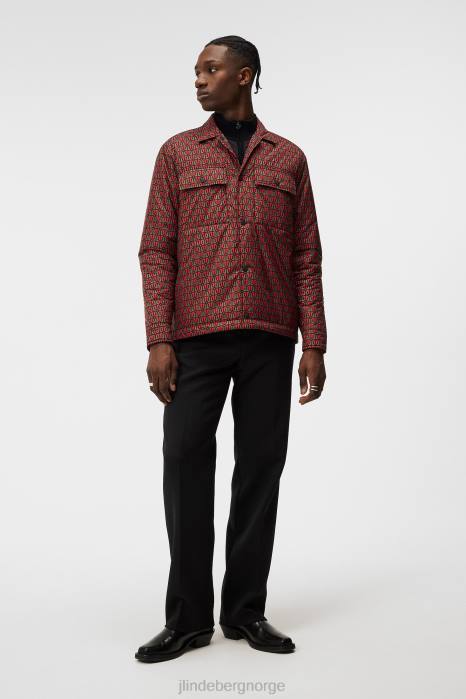 J.Lindeberg menn overskjorte med nile-polstret trykk munk geo svart klær F8641148