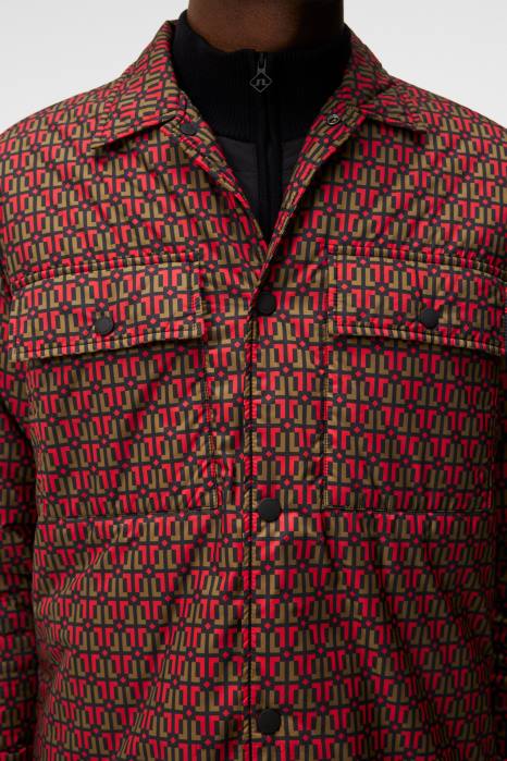 J.Lindeberg menn overskjorte med nile-polstret trykk munk geo svart klær F8641148