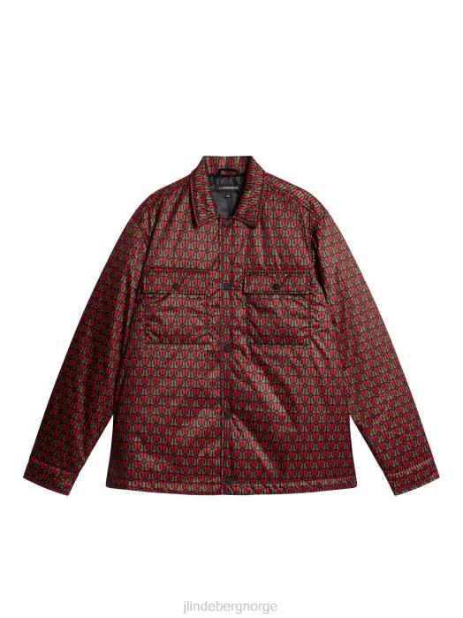 J.Lindeberg menn overskjorte med nile-polstret trykk munk geo svart klær F8641148