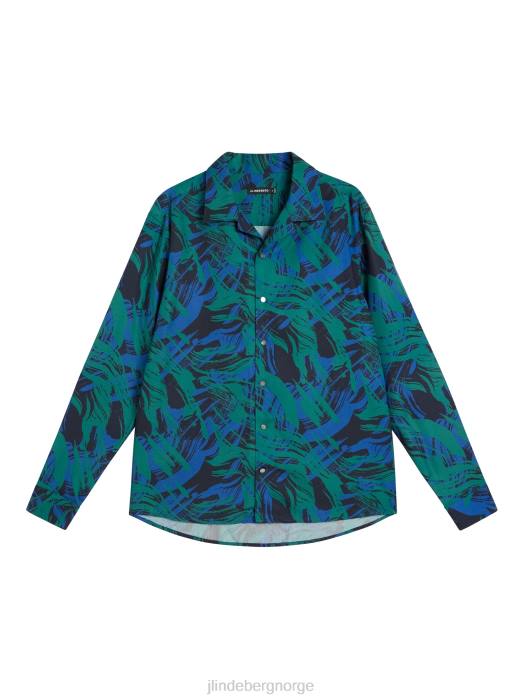 J.Lindeberg menn playa tencel skjorte med trykk marinedalen klær F8641150