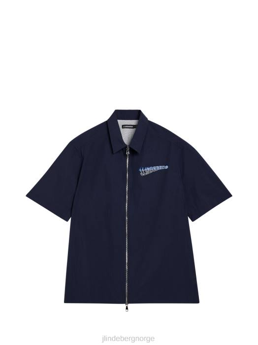 J.Lindeberg menn skjorte med kjede nylon med glidelås marinen klær F8641167