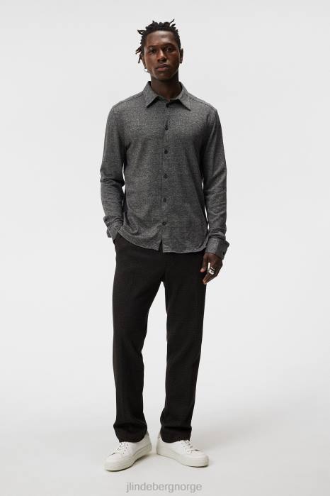 J.Lindeberg menn slank skjorte i marlon jersey mellomgrå melange klær F8641155