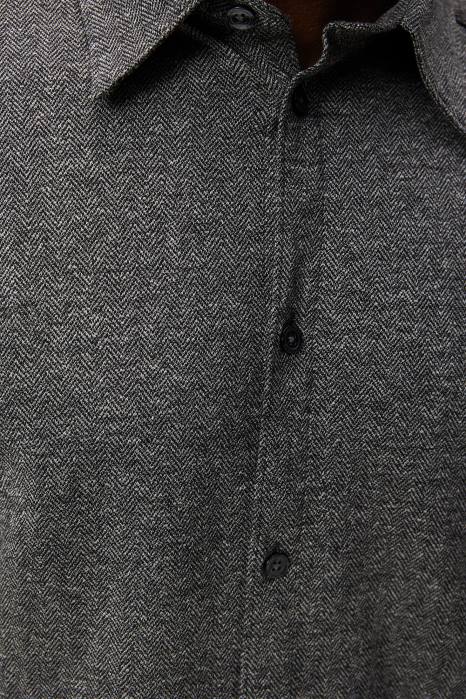 J.Lindeberg menn slank skjorte i marlon jersey mellomgrå melange klær F8641155