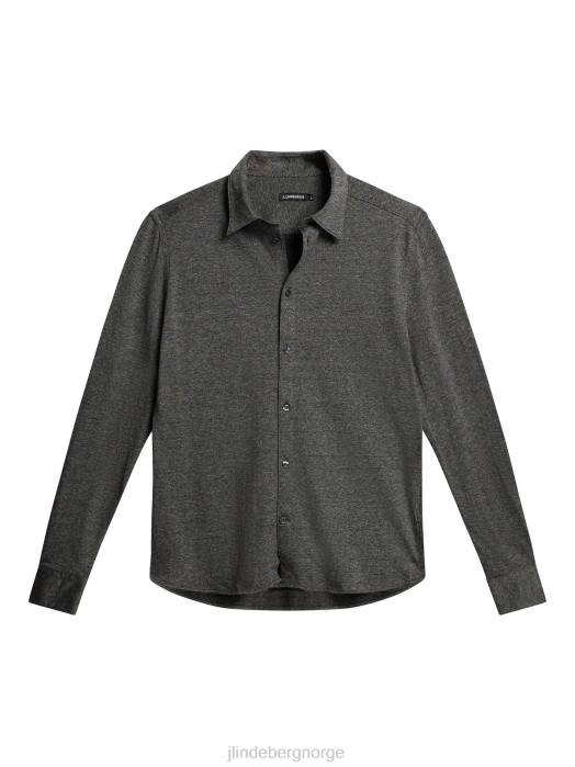 J.Lindeberg menn slank skjorte i marlon jersey mellomgrå melange klær F8641155