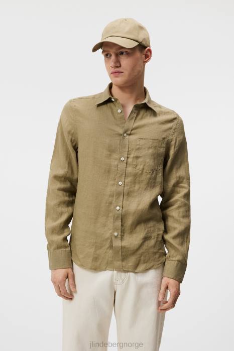 J.Lindeberg menn slank skjorte i rent lin aloe klær F8641189