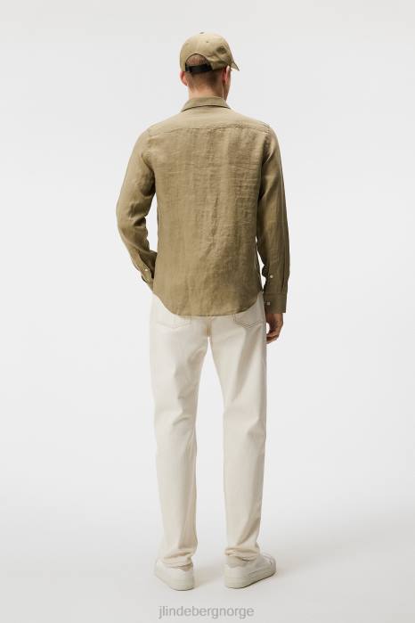 J.Lindeberg menn slank skjorte i rent lin aloe klær F8641189