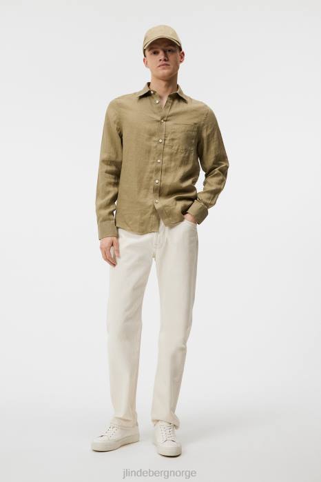 J.Lindeberg menn slank skjorte i rent lin aloe klær F8641189