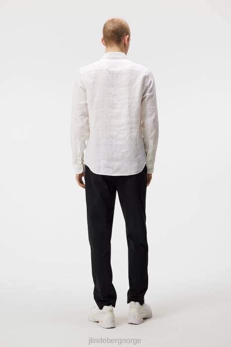 J.Lindeberg menn slank skjorte i rent lin hvit klær F8641188