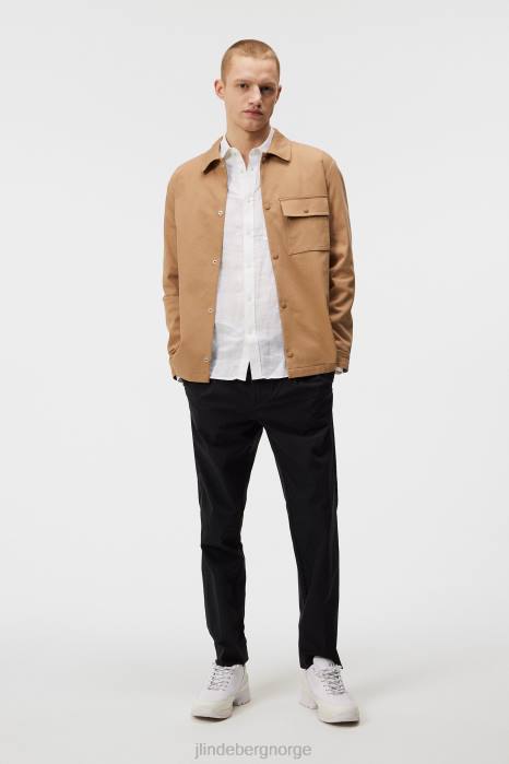 J.Lindeberg menn slank skjorte i rent lin hvit klær F8641188