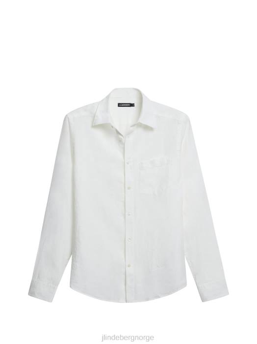 J.Lindeberg menn slank skjorte i rent lin hvit klær F8641188
