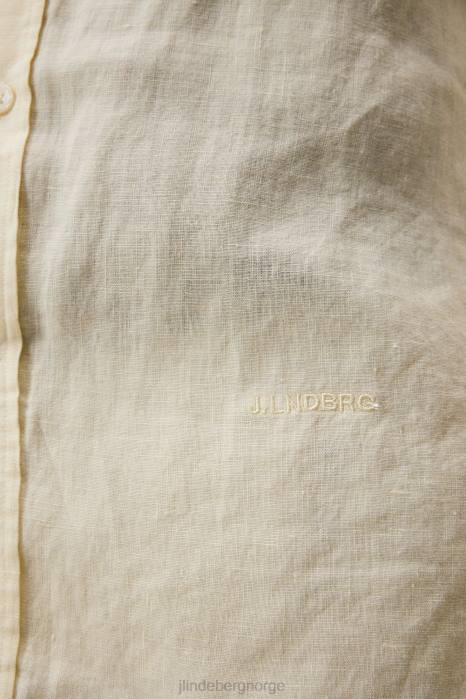J.Lindeberg menn slank skjorte i rent lin pæresorbet klær F8641173