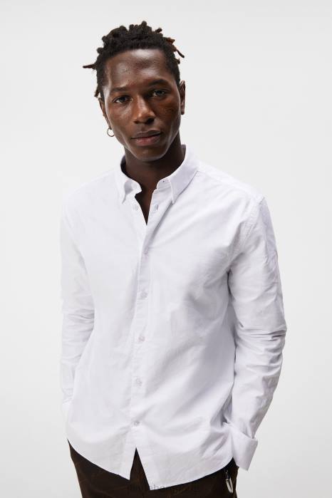 J.Lindeberg menn stretch oxford slim skjorte hvit klær F8641153