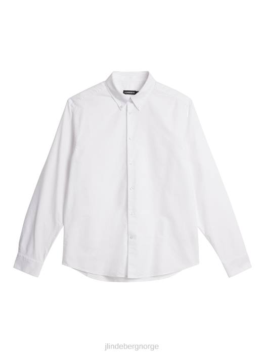 J.Lindeberg menn stretch oxford slim skjorte hvit klær F8641153