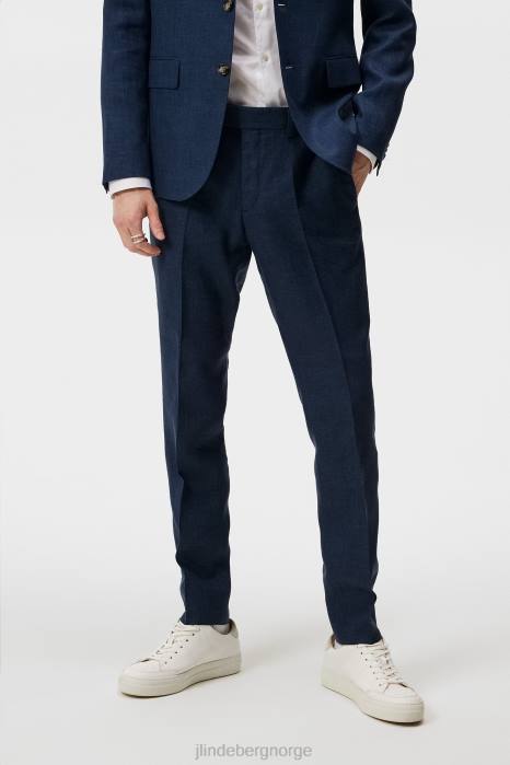 J.Lindeberg menn gi super lin bukser blå indigo klær F8641219