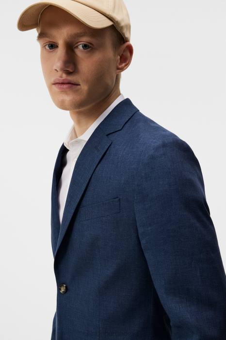 J.Lindeberg menn hopper super lin blazer blå indigo klær F8641221