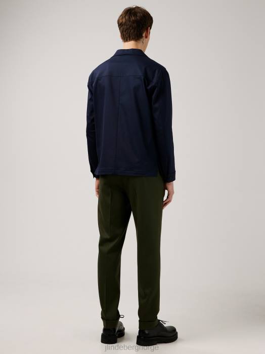 J.Lindeberg menn jason bomull stretch overskjorte marinen klær F8642565