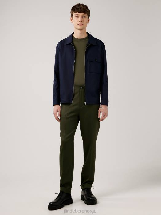 J.Lindeberg menn jason bomull stretch overskjorte marinen klær F8642565