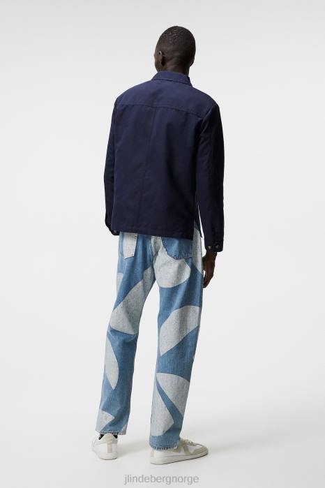 J.Lindeberg menn jason overskjorte i bomullslin marinen klær F8641215