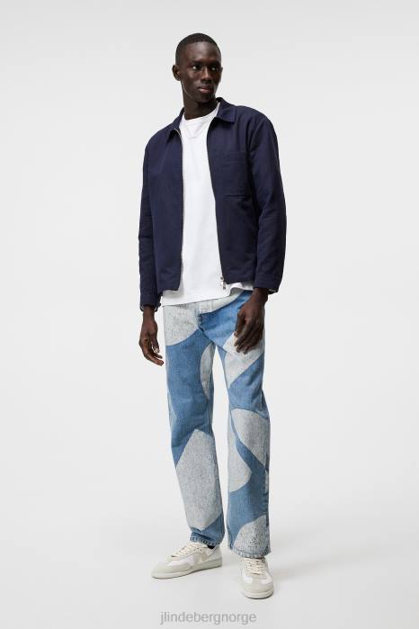 J.Lindeberg menn jason overskjorte i bomullslin marinen klær F8641215