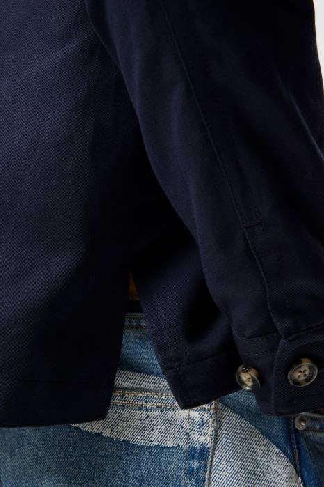 J.Lindeberg menn jason overskjorte i bomullslin marinen klær F8641215