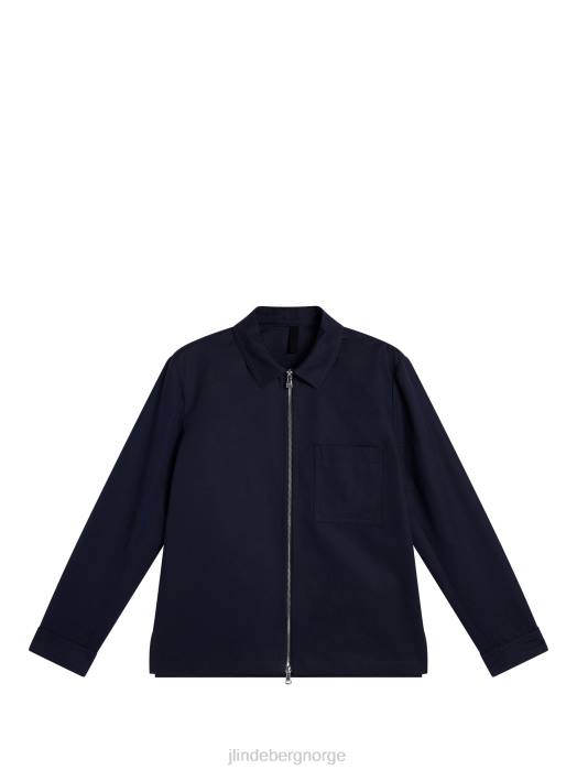 J.Lindeberg menn jason overskjorte i bomullslin marinen klær F8641215