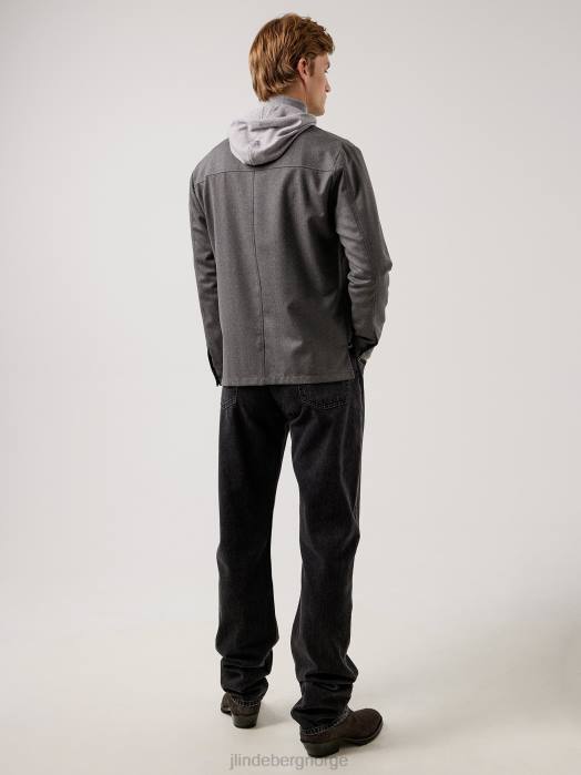 J.Lindeberg menn jason stretch flanell overskjorte gråmelert klær F8642572