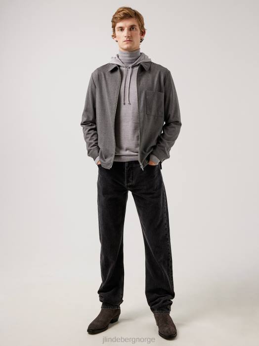 J.Lindeberg menn jason stretch flanell overskjorte gråmelert klær F8642572