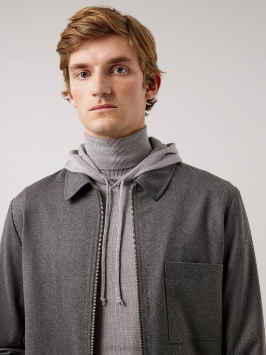 J.Lindeberg menn jason stretch flanell overskjorte gråmelert klær F8642572