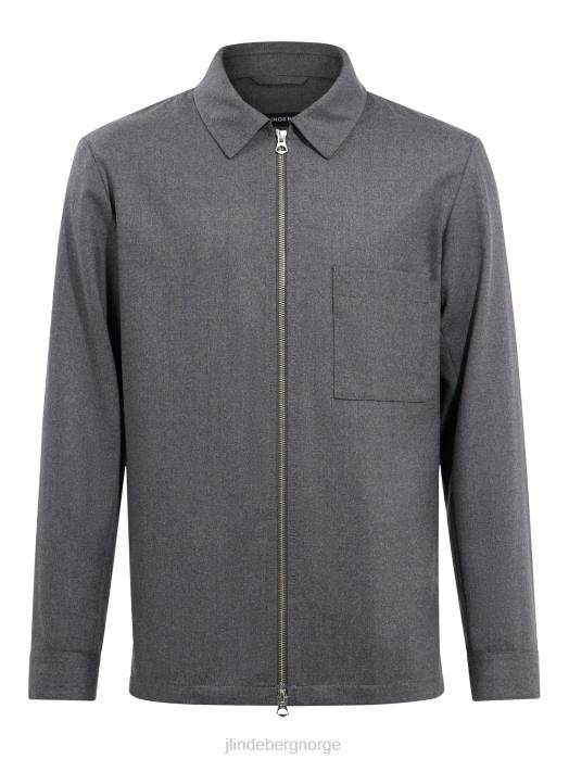 J.Lindeberg menn jason stretch flanell overskjorte gråmelert klær F8642572