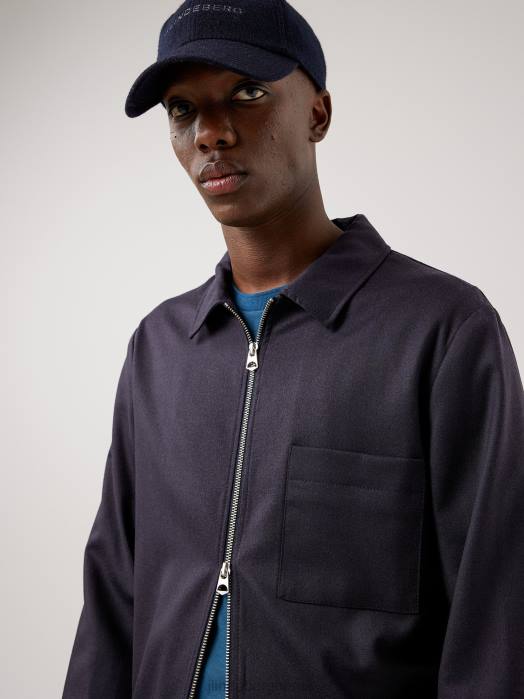 J.Lindeberg menn jason stretch flanell overskjorte marinen klær F8642571